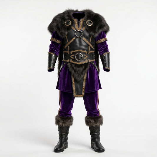 Elven Warrior Armor Costume - Purple Velvet Fantasy Cosplay Set