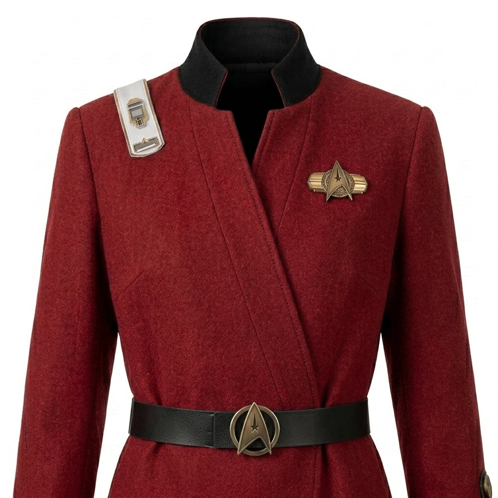 Red Sci-Fi Officer Coat - Star trek Uniform Costume with Emblem Belt